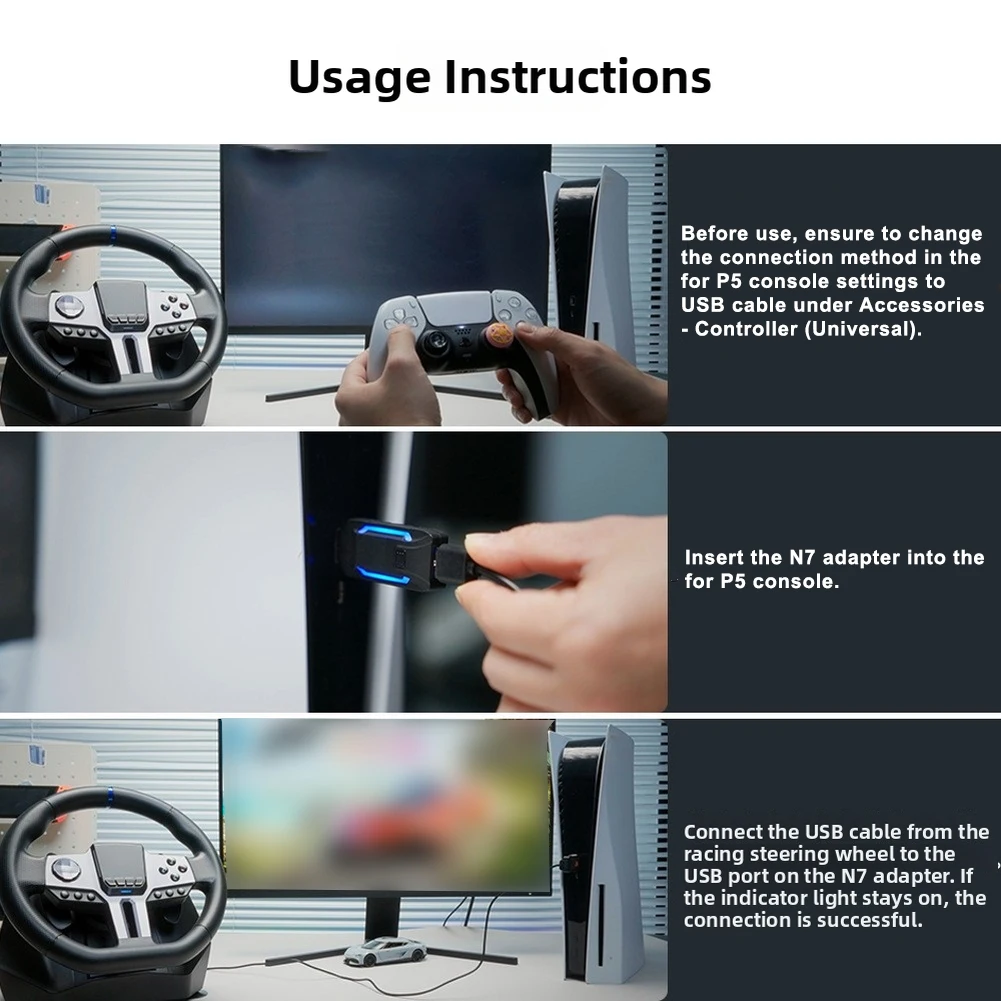 1 Pcs Steering Wheel Converter P5 Game Console Racing Game Steering Wheel Visual Confirmation With Replacement Parts