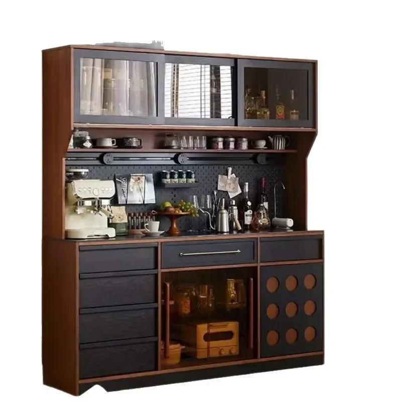 

Nordic solid wood rock slab medieval dining side cabinet integrated locker against the wall multi-functional storage locker tea