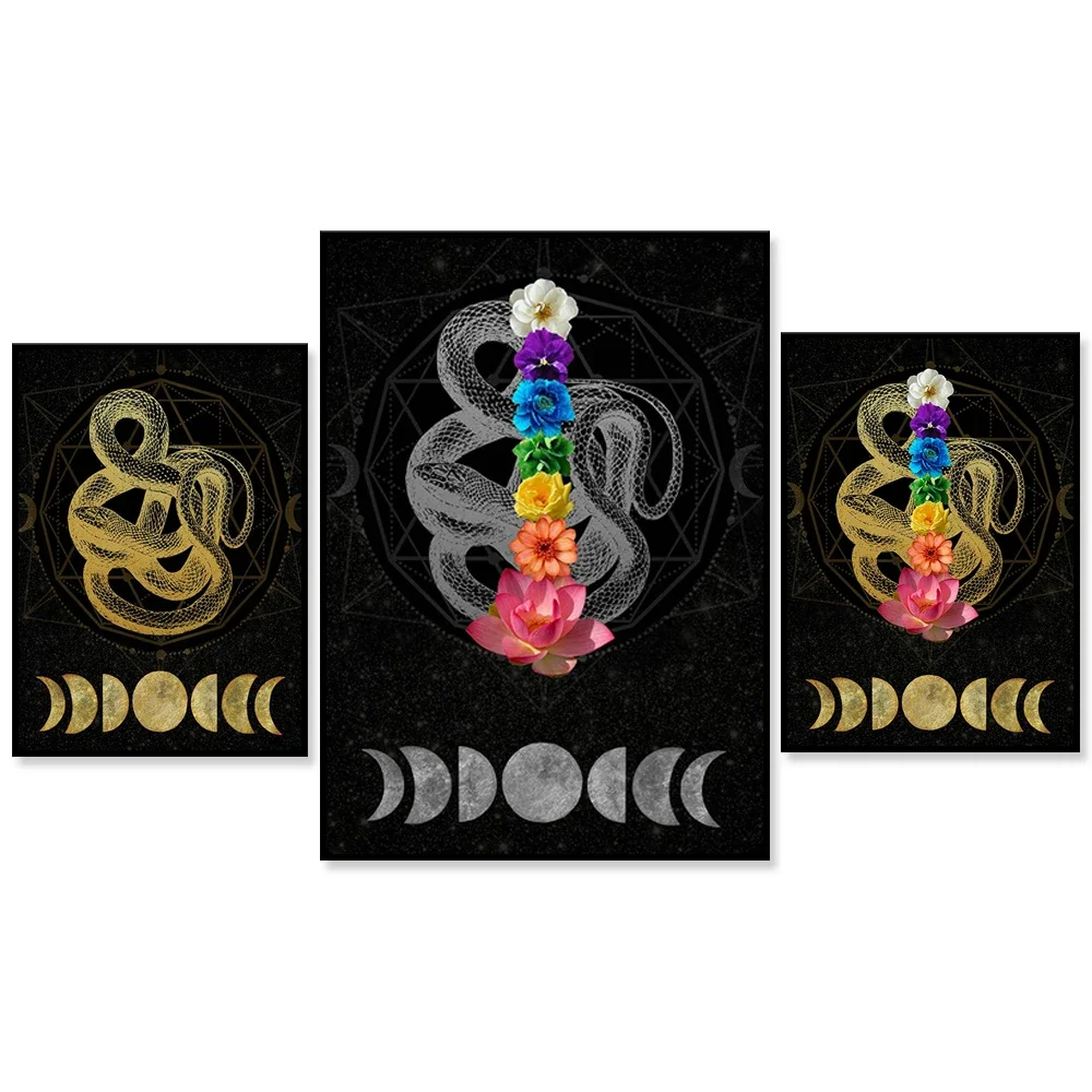 Yoga Poster, Serpent, Chakra Art, Ouroboros, Snake Wall Art, Wiccan Decor,  Wall Art, Wicca Altar