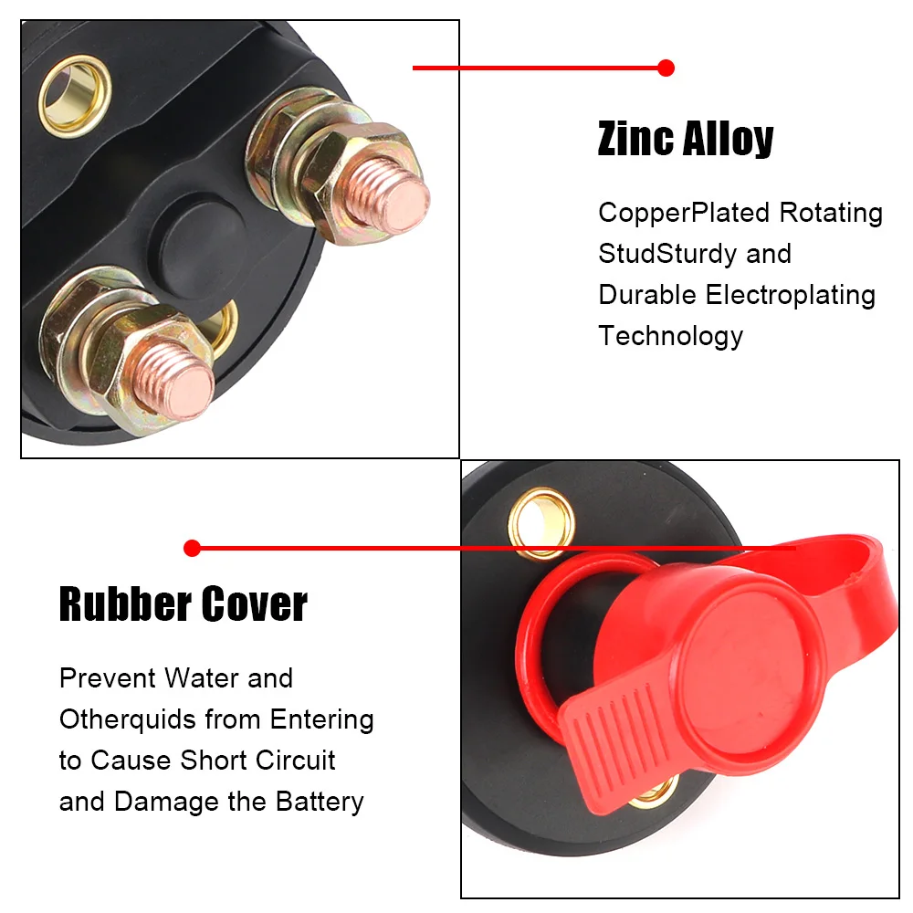 Vehicle Car Modified Battery Switch Main Cut Off Kill Switch 12V 24V 125A Battery Isolator Disconnector 2 Keys Removable