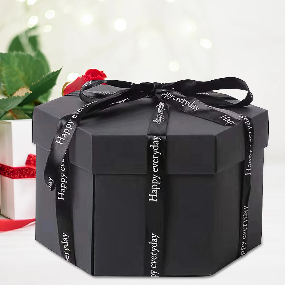 علب هدايا من الورق المقوى مع ألبوم صور مصنوع يدويًا 6 وجوه صندوق هدايا انفجار إبداعي لاقتراح الزفاف في عيد الحب