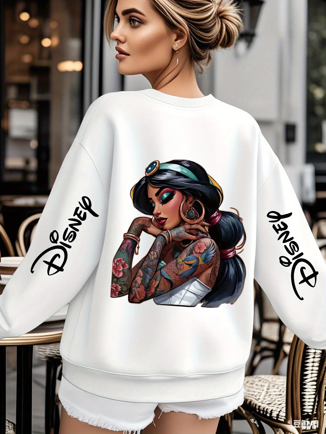 ديزني الأميرة الياسمين الأخضر علاء الدين البلوز النساء الرجال سترات قطنية عالية الجودة البلوز الخريف الشتاء الصوف المعتاد س الرقبة معطف #1