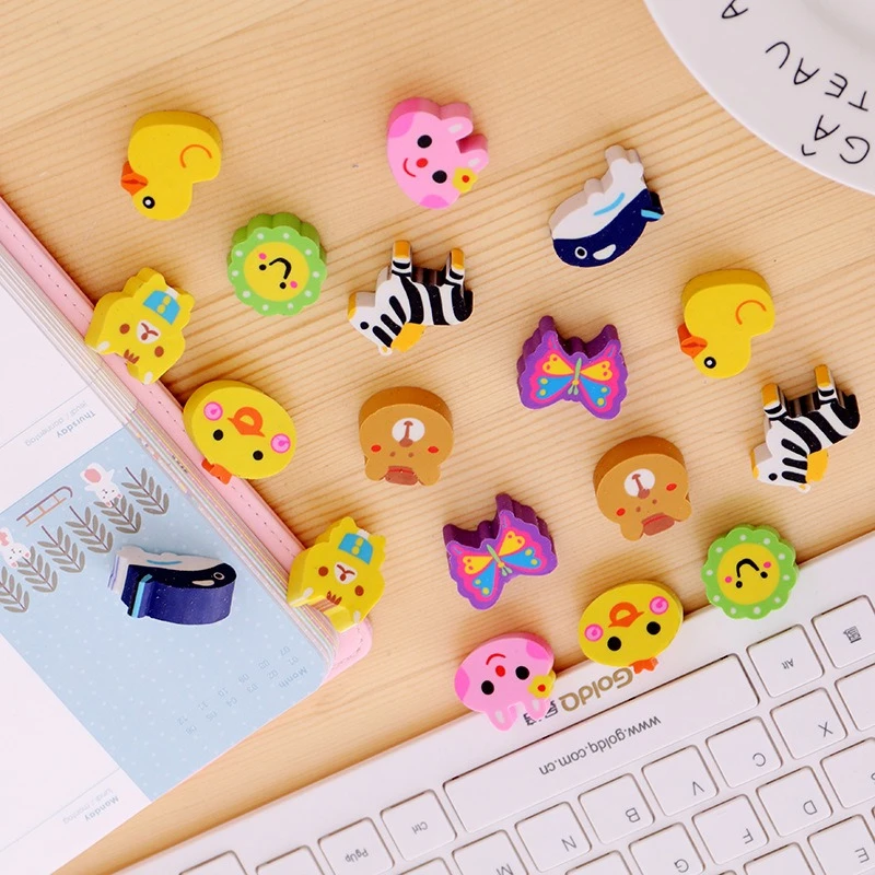 20 Pcs Wholesale  Cute Animal Design Eraser Set | Cartoon Kids Pencil Erasers for School Supplies Gift