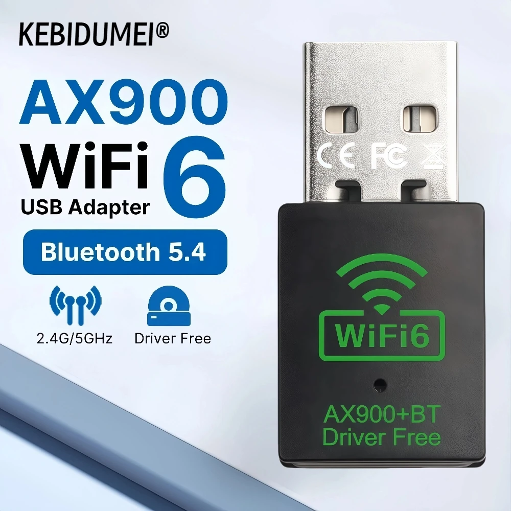 

900 Мбит/с USB WiFi 6 BT 5.4 Адаптер 2в1 Dongle AX900 Двухдиапазонный 2,4G и 5 ГГц USB WiFi Сетевая карта Беспроводной Wlan Приемник БЕСПЛАТНО
