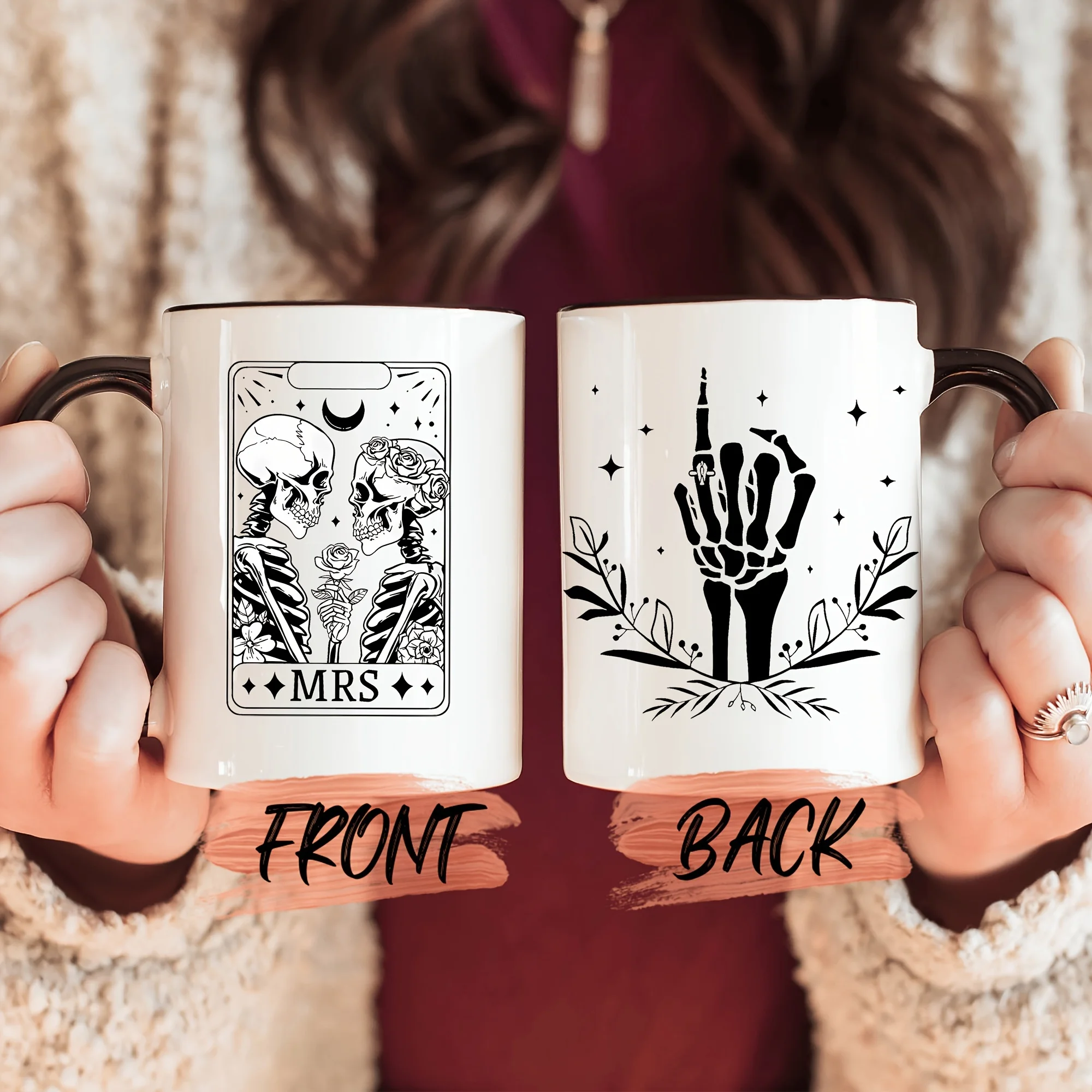1pc 11oz Mr and Mrs Wedding Cup Engraved Ceramic Coffee Cup Floral Starry Night Design Dishwasher Safe Reusable Gift