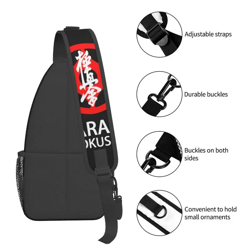 Mochila cruzada de Karate Kyokushin para hombre, bolso de pecho de hombro personalizado para artes marciales, viaje, senderismo, Daypack