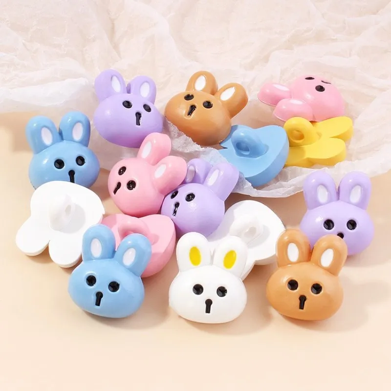 10pcs Cartoon Rabbit Children\'s Clothing Button Sweater Coat Top Decor Cute Animal Colored Plastic Sewing Button Accessories