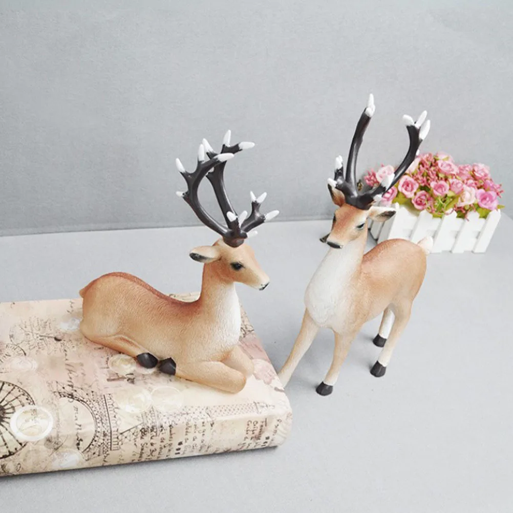 

1Pair Resin Elk Adornment Decorative Couple Home Office Desktop Decoration for Living Room Bedroom Coffee Shop Hotel Bar