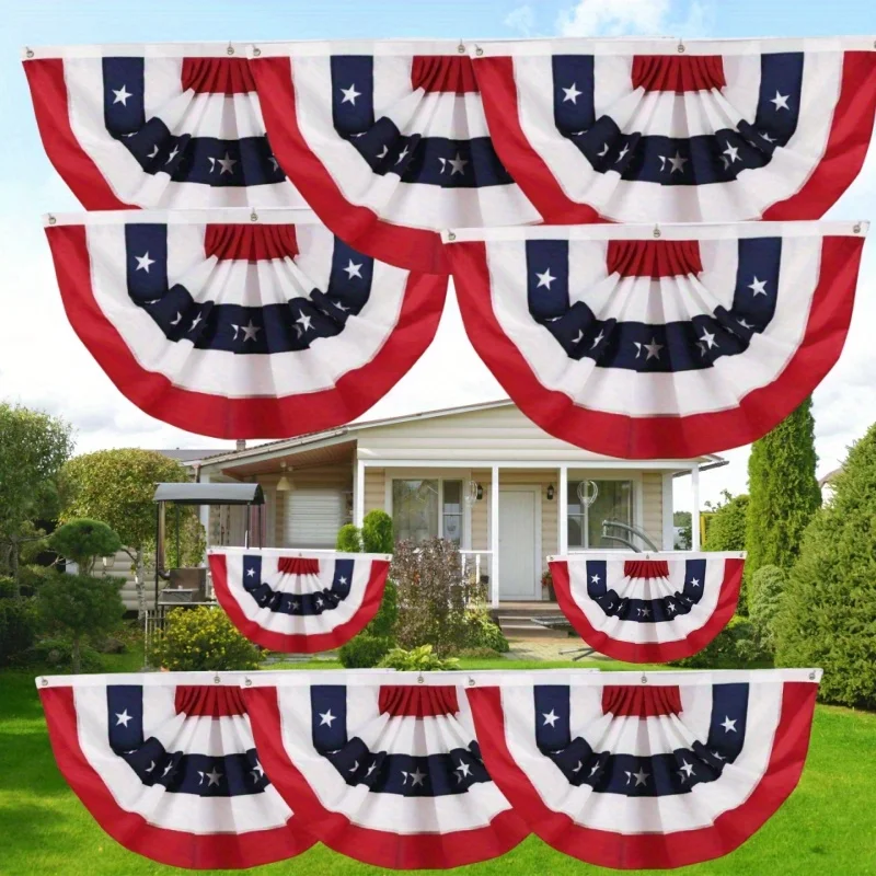 

2 X 4 ft (10 pieces) pleated fan flag Brass braided quality 420D polyester flag Indoor/outdoor trim, half fan flag