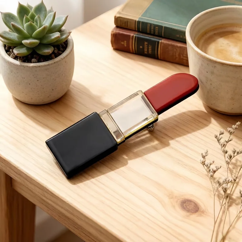 

Fashionable Acrylic Lipstick Design Colorful Brooch Pin Elegant Ladies Outerwear Versatile Daily Accessory No Gemstone