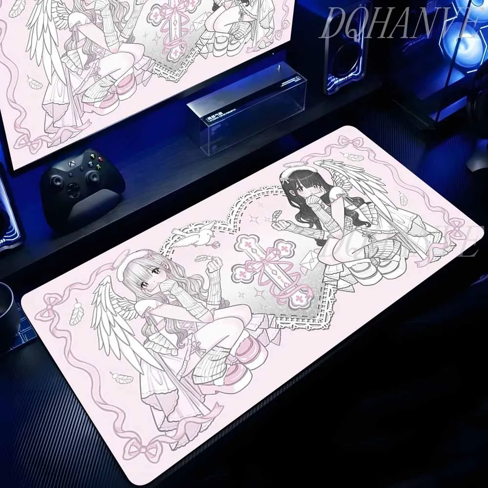 Beauty Anime Girl Großes XXL-Mauspad, Gummi, wasserdicht, rutschfest, Esstischmatte, Büro-Schreibtischmatte, Computer-Tastatur-Mauspad