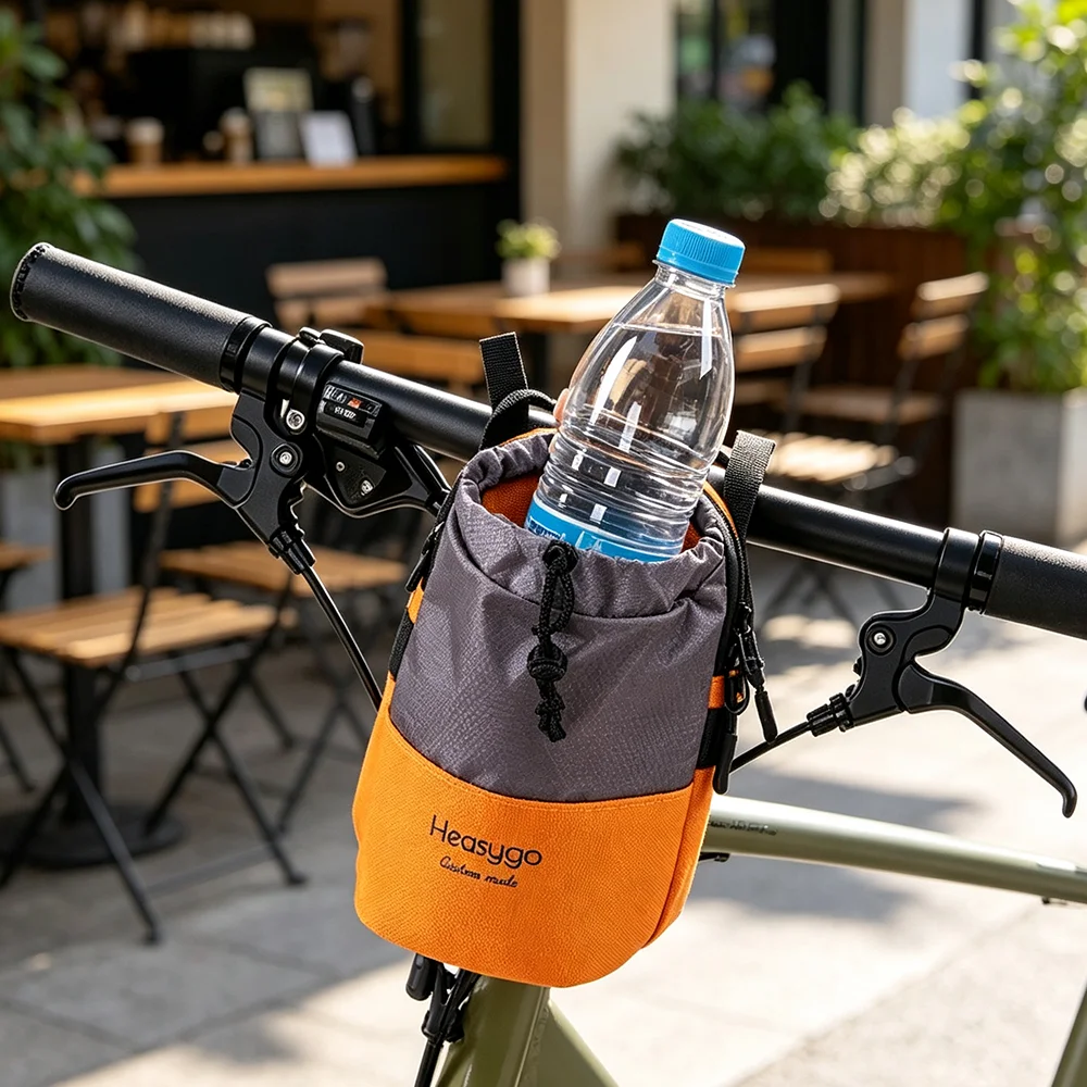 Heasygo 2.5L Nylon Bike Handlebar Bag Color Block Waterproof Partition Pouch Fits MTB Brompton Folding Bike