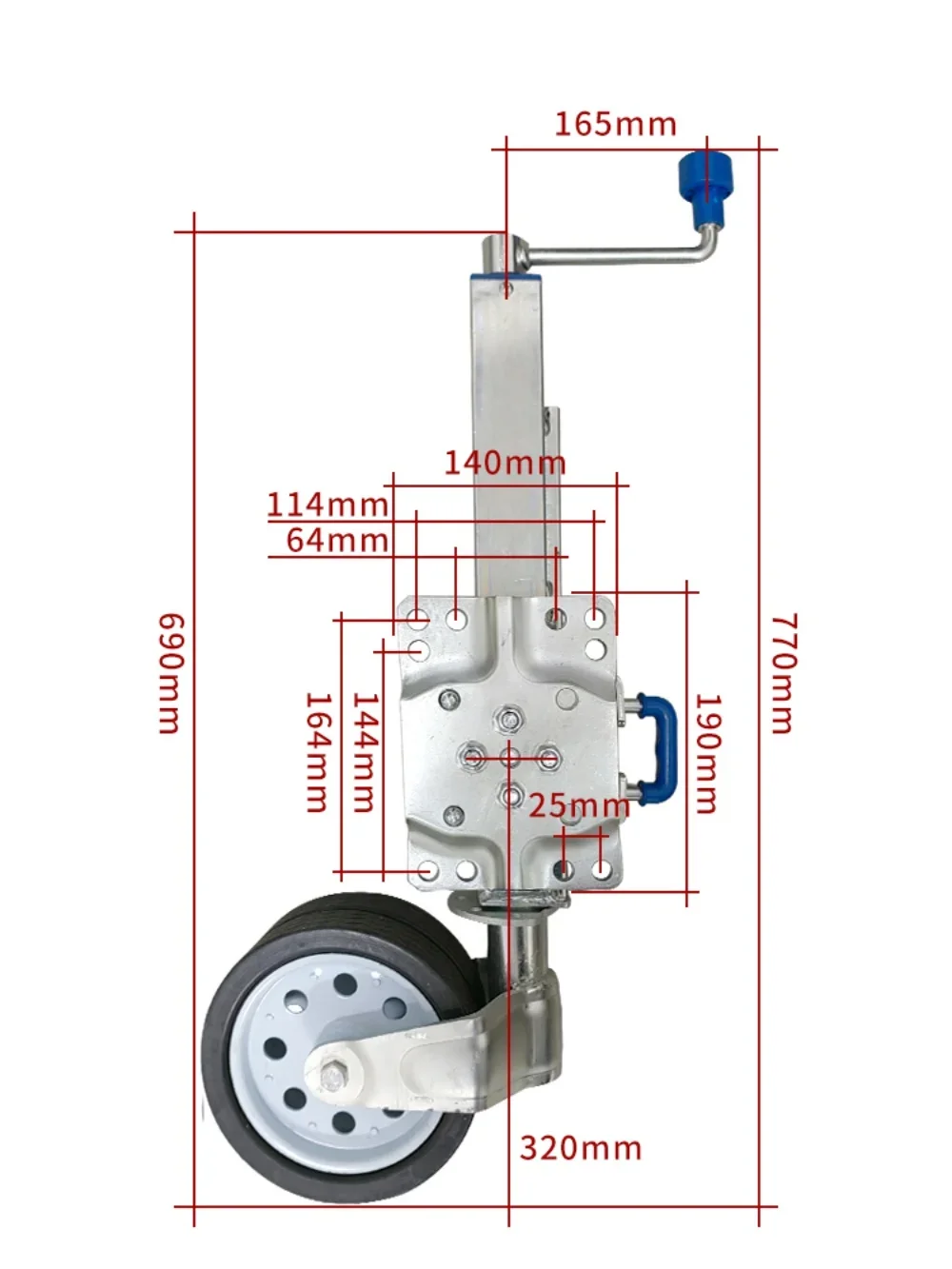 Weighted double-wheel universal trailer guide wheel, top shake 360-degree RV knight wheel off-road modified jack