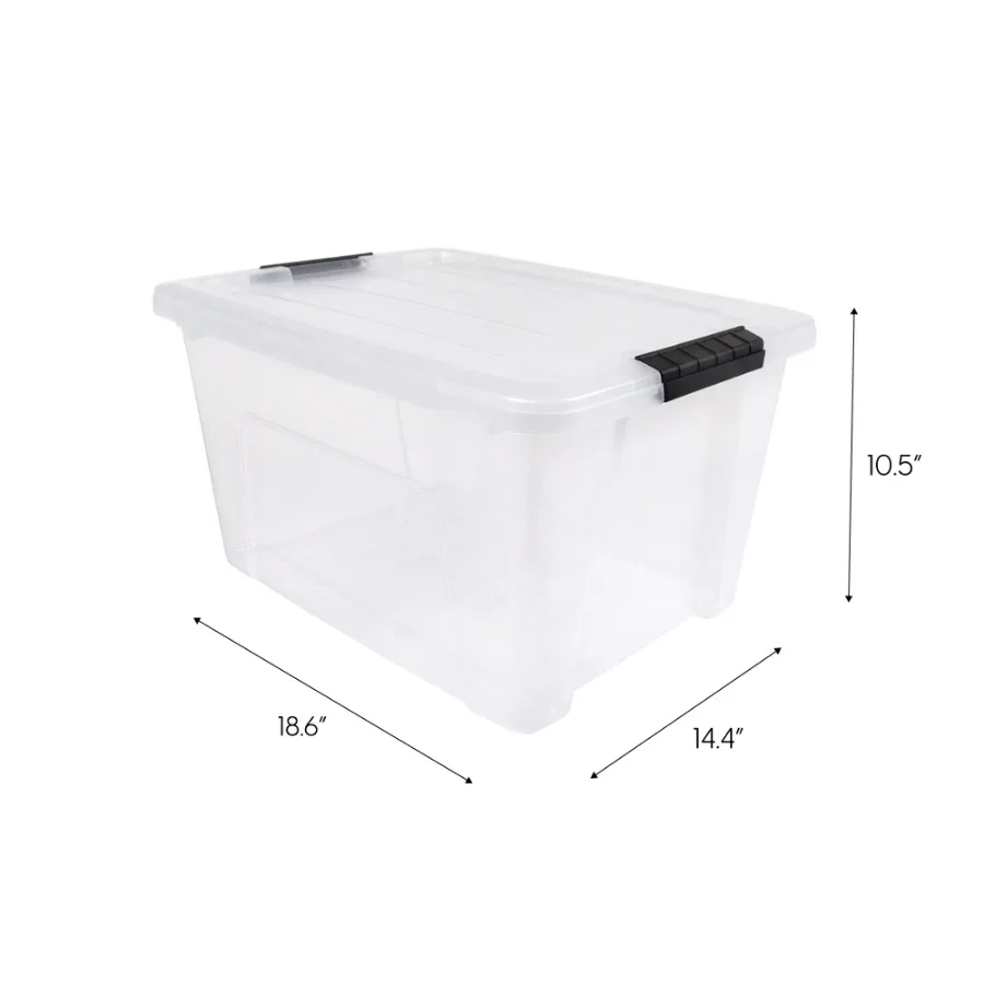 32 Qt. Plastic Storage Bins with Lids, Stackable Storage Containers, Totes, 4 Pack