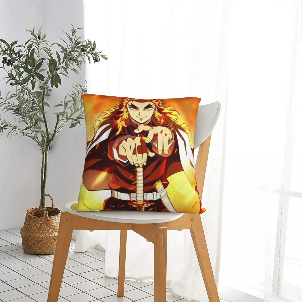 Flame Hashira Kyojuro Rengoku Pillow Case Anime Demon Slayer Cushion Cover Custom Zipper Decorative Pillowcase for Car 18