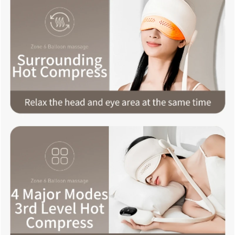 Air Pressure Head Massager Electric Scalp Massager Graphene Heating Eye Hot Compress Help Sleep Head Relaxation Health Care Gift