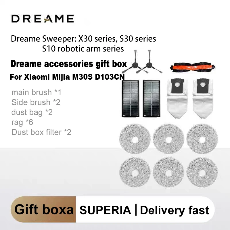 Oryginalne pudełko upominkowe dla Xiaomi Mijia M30S D103CN Dreame X30 Ultra, X30 Pro Główna szczotka boczna Filtr Mop Worek na kurz Akcesoria