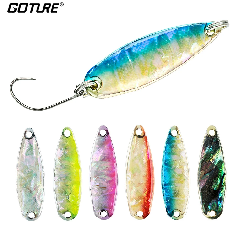 Goture 12pcs/set Metal Spoon Fishing Lure 2.8g 4g Spinnerbait Micro Jig Wobbler for Pike Artificial Bait Winter Ice Fishing Lure