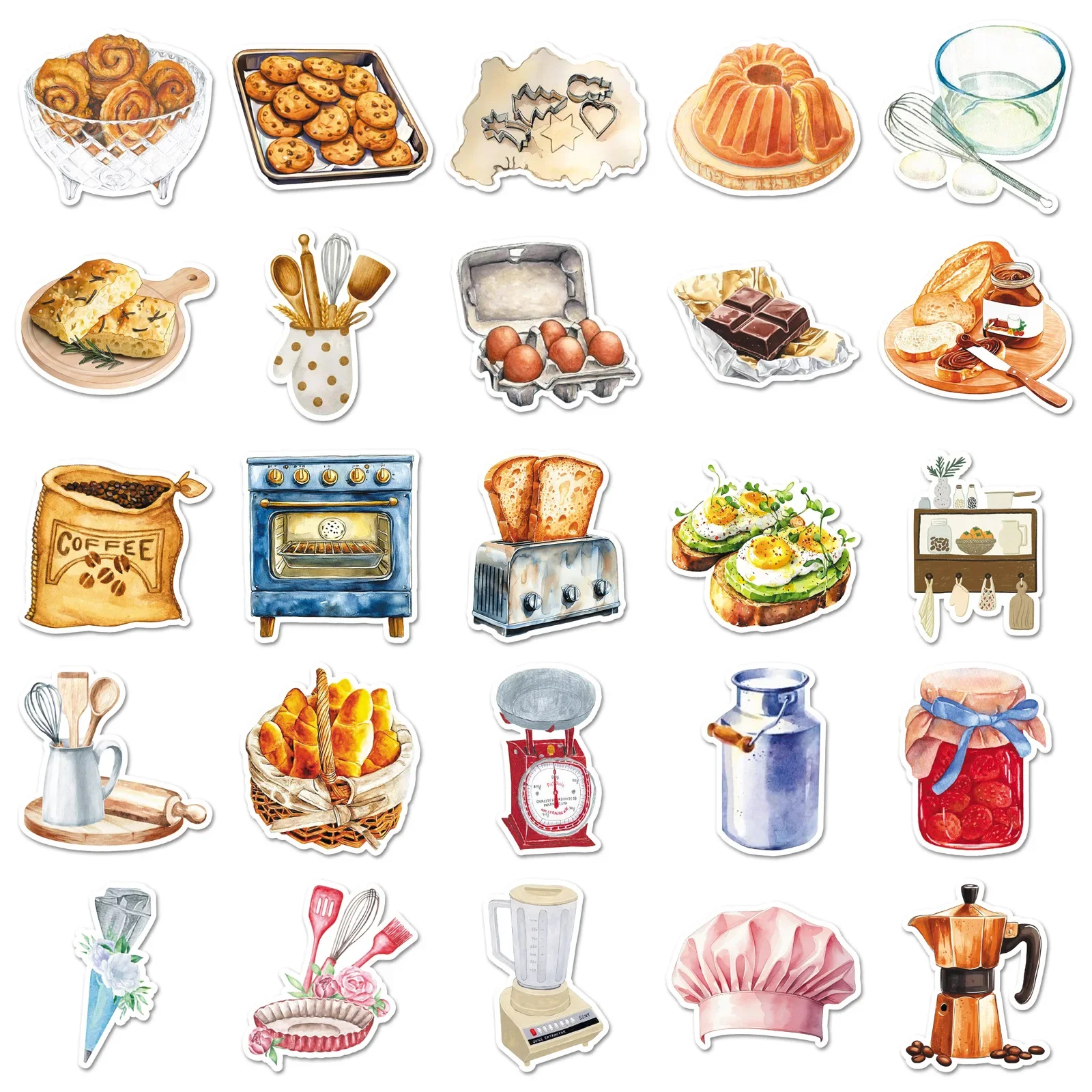 

50PCS Baking Time Healing Refreshment Cartoon Anime Sticker DIY Phone Laptop Luggage Skateboard Graffiti Decals Fun for Kid