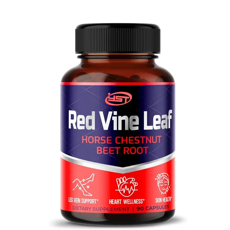 Red vine leaf supplement, containing chestnuts, beetroot, and ginger - naturally supports venous strength and circulatory health