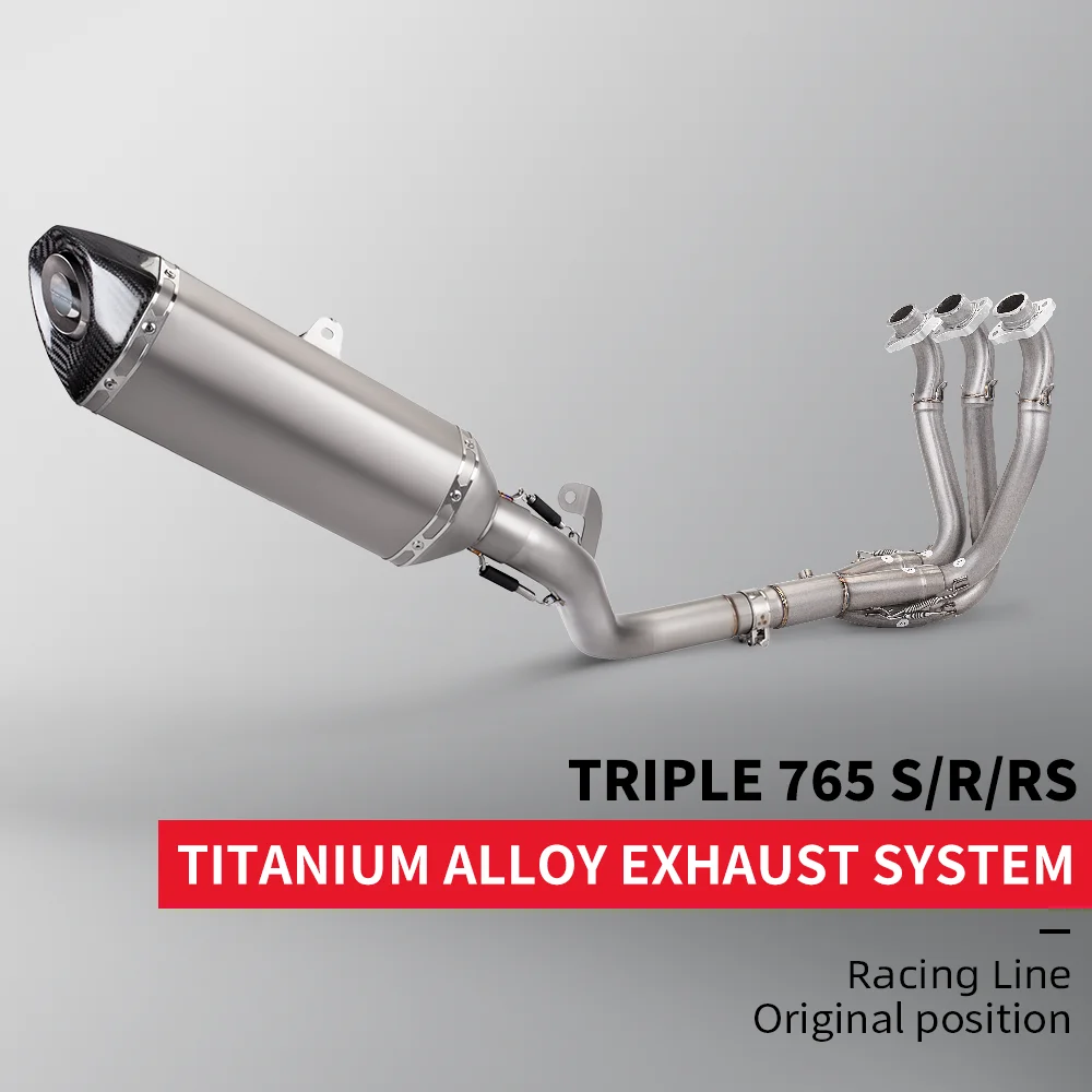 

MOTORCYCLE EXHAUST PIPE SET, TITANIUM LINKAGE TUBE MUFFLER FOR STREET TRIPLE 765, 2017-2022