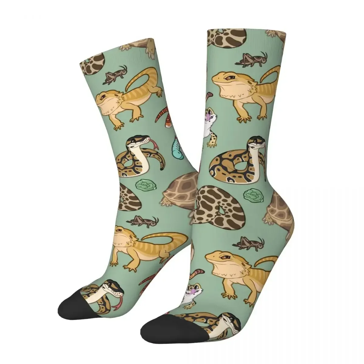 Reptile Pets Pattern - Green Socks Harajuku Super Soft Stockings All Season Long Socks Accessories for Man's Woman's Gifts