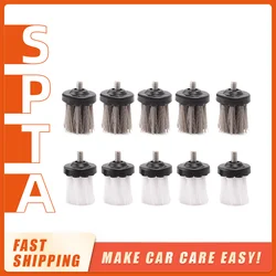 SPTA 5Pcs 1 pollice/2 pollici Soft Drill Brush Head Drill Brush Attachment con filettatura M6, spazzola per la pulizia dello Scrubber per pneumatici, interni auto