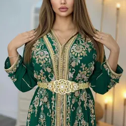 Sunspicems Moroccan Caftan Belt Gold Color Red Green Stone Algeria Wedding Dress Kaftan Abaya Arab Waist Chain Bridal Jewelry