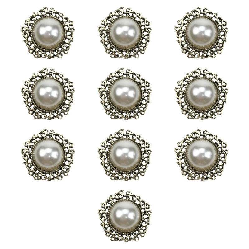 

10 Pcs Artificial Pearls Decorative Buttons Flower Plate Buttons for Headbands