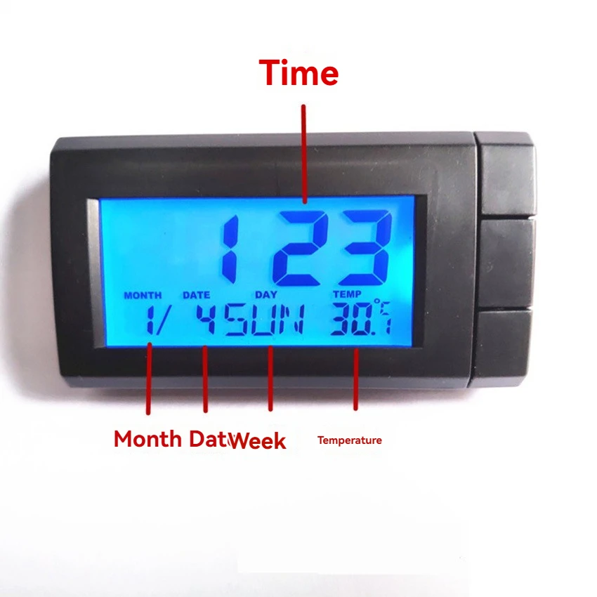 

Mini Automobile Digital Clock Car Thermometer Temperature Detection Car Electronic Watch Auto Calendar Watch Luminous Decoration