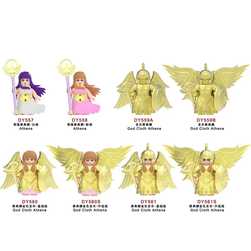 Novo Conjunto de Blocos de Montar DY557-561S Gold Saint Seiya com Mini Figura de Ação da Atena