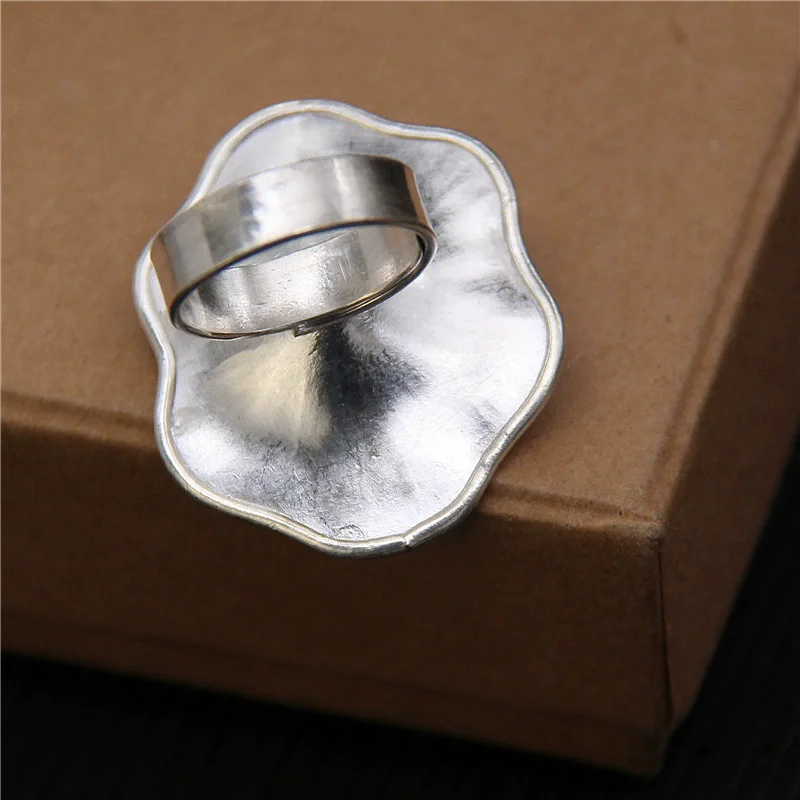 S925 pure silver ring with simple creative design  Irregular lotus leaf opening  Design for Light Luxury  Fashion personality