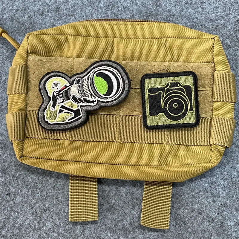 SLR Camera Embroidered Patch Photography Camera Tactical Morale Badge Hook and Loop Appliques for Clothing Backpack Patches