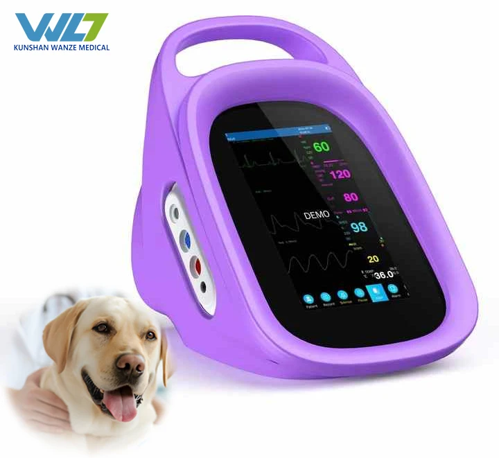 Portable 5.5" Touchscreen Veterinary Patient Monitor CE Declared Multi-Parameter Device for Blood Pressure EtCO2 SpO2