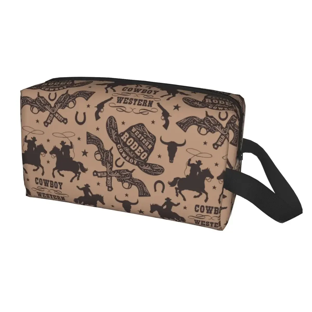

Custom Fashion Western Cowboy Pattern Travel Toiletry Bag for Women Makeup Cosmetic Bag Beauty Storage Dopp Kit