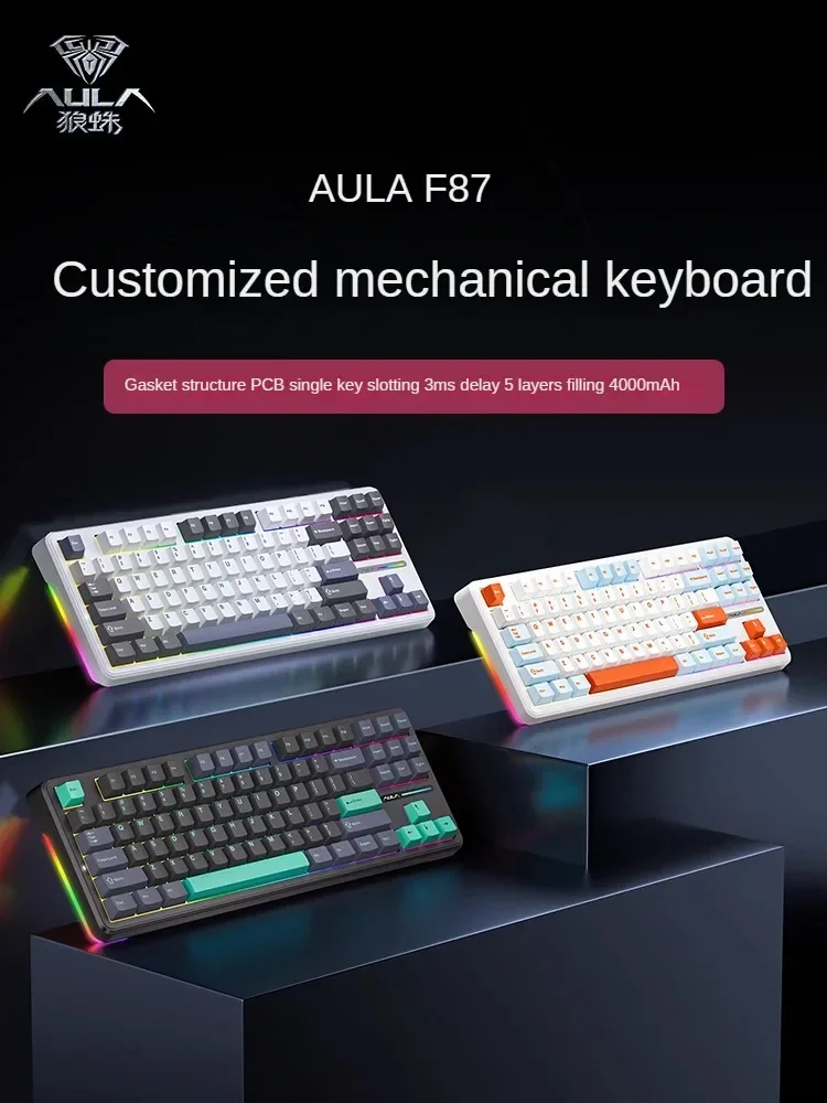 

AULA F87 PRO Custom Mechanical Keyboard RGB Gasket Structure Full Key Hot-swappable Gaming Ergonomic Wireless Bluetooth Tri-mode