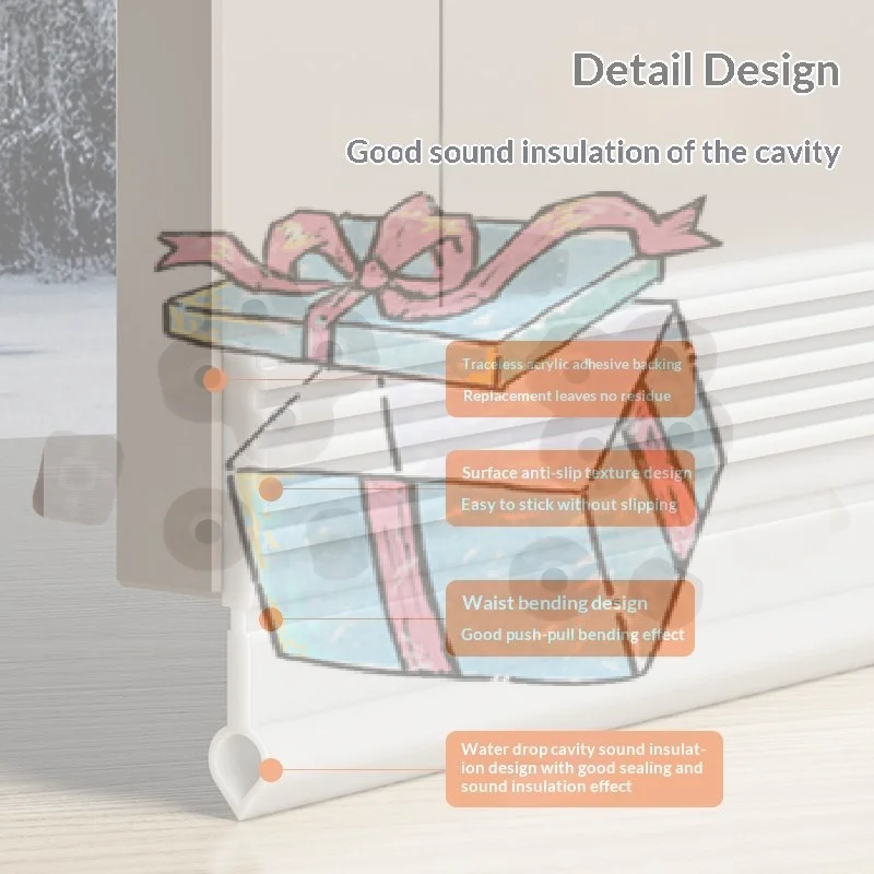 

【CCA】Door Bottom Seal Strip Self Adhesive Sound Insulation Blocks Draft Dust Noise For Home Bedroom Office Use