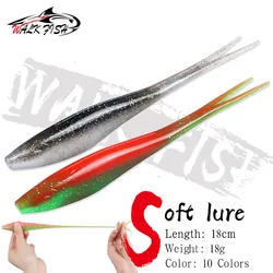 WALK FISH 3PCS New Floating Drop Shotting Soft Bait Fishing Lure 180mm 18g V-shape Split Tail Swimbait Worm Freshwater Fishing