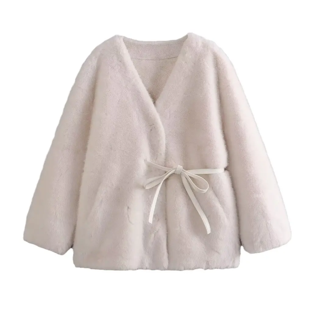 Moda casaco de pele feminino usar outono imitação de lã de vison tether g42718