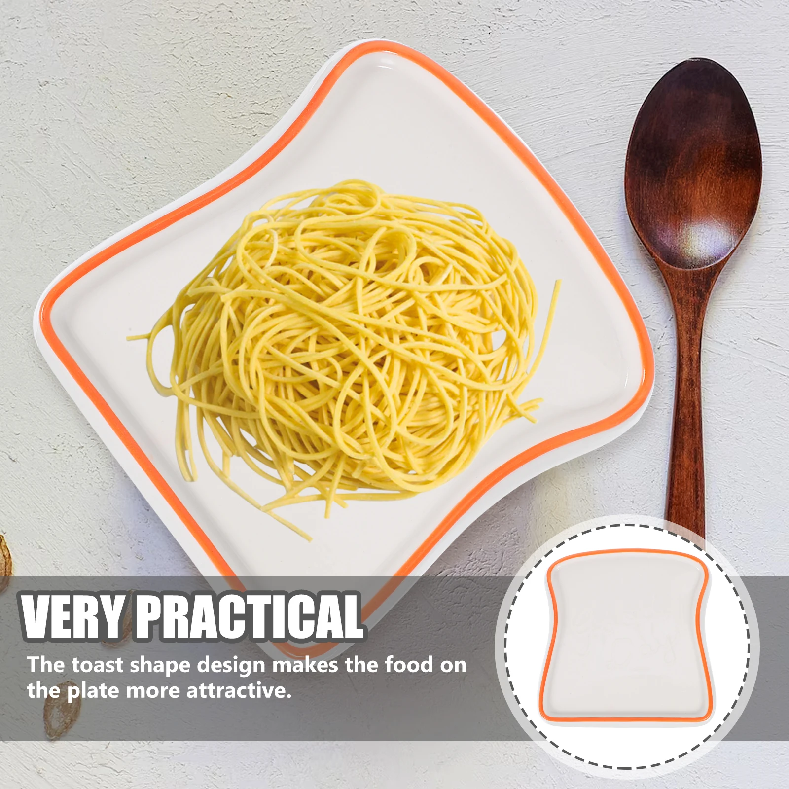 

Household Ceramic Toast Shape Food Tray Breakfast Meal Plate Daily Food Plate Dinner Accessory Ceramic Meal Tray