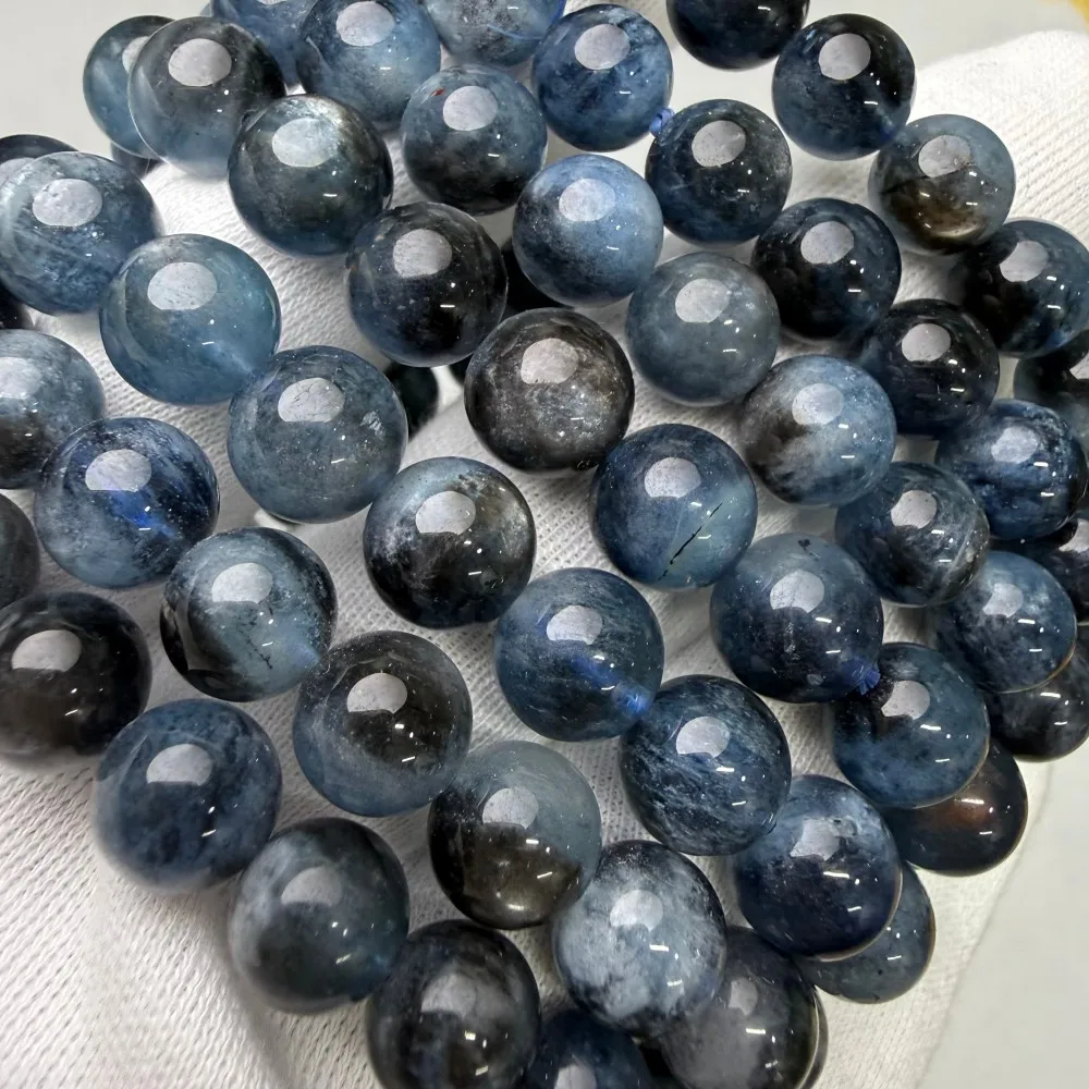 Meihan Natural TOP Black Explosion Flash Aquamarin-Armband mit runden Perlen für die Herstellung von edlem Schmuck als Geschenk – Detail 3