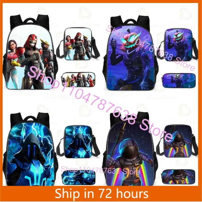 Mochila F-FORTNITE para juegos de batalla, bolso escolar para niños y niñas, estuche cruzado para lápices de primaria, mochila para niños pequeños