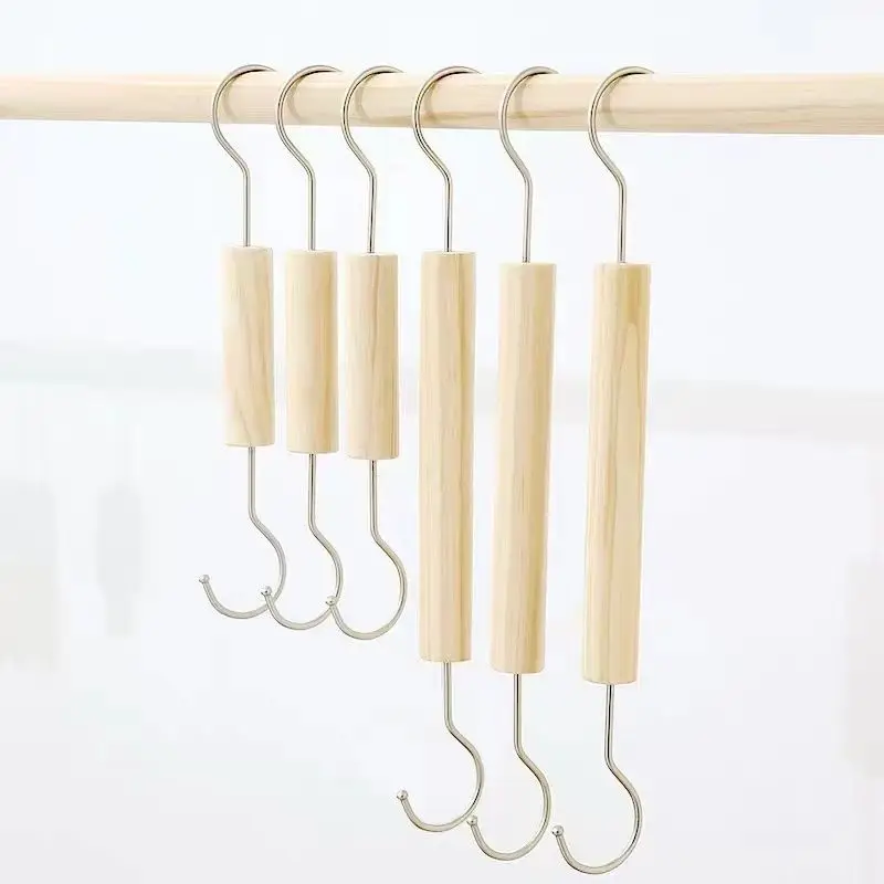 Solid Wood Metal Material Hooks Clothing Store Coat Hangers Goods Organizer Scarf Belt Hat Rack Display Cloakroom Anging Clip