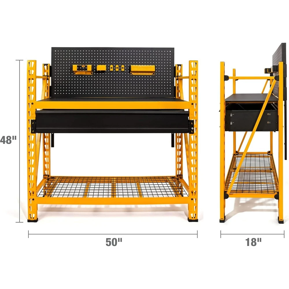 2-Shelf Industrial 4- Carbon Steel Foot Storage Rack Work Station Kit, Workbenches