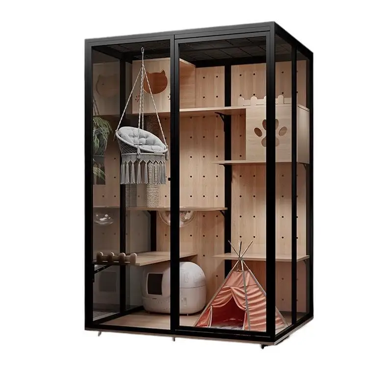 Villa Large Home Luxury Cage Indoor House Pet Villa Panoramic Glass House Cat House