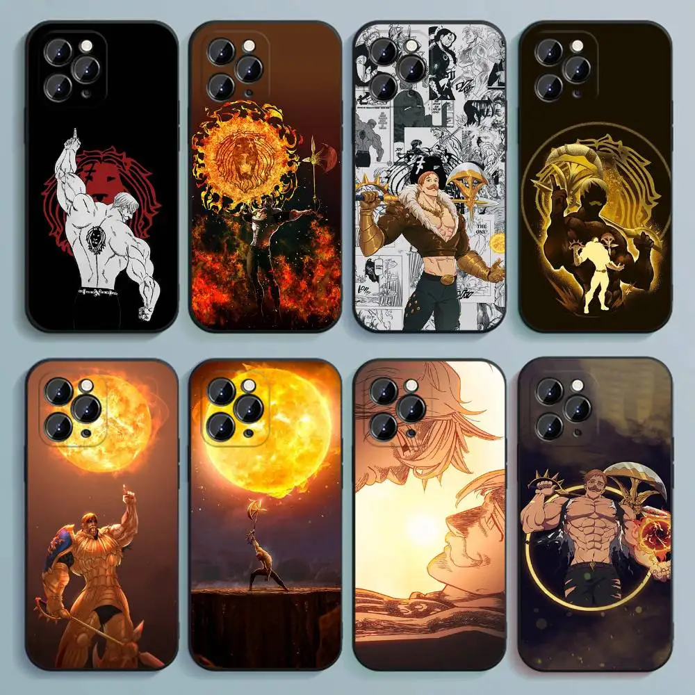 Funda de teléfono E-Escanor Seven Deadly Sins para iPhone 17,16,15,14,13,12,Pro,Max,Plus,E,SE4,Air,Mini cubierta suave negra
