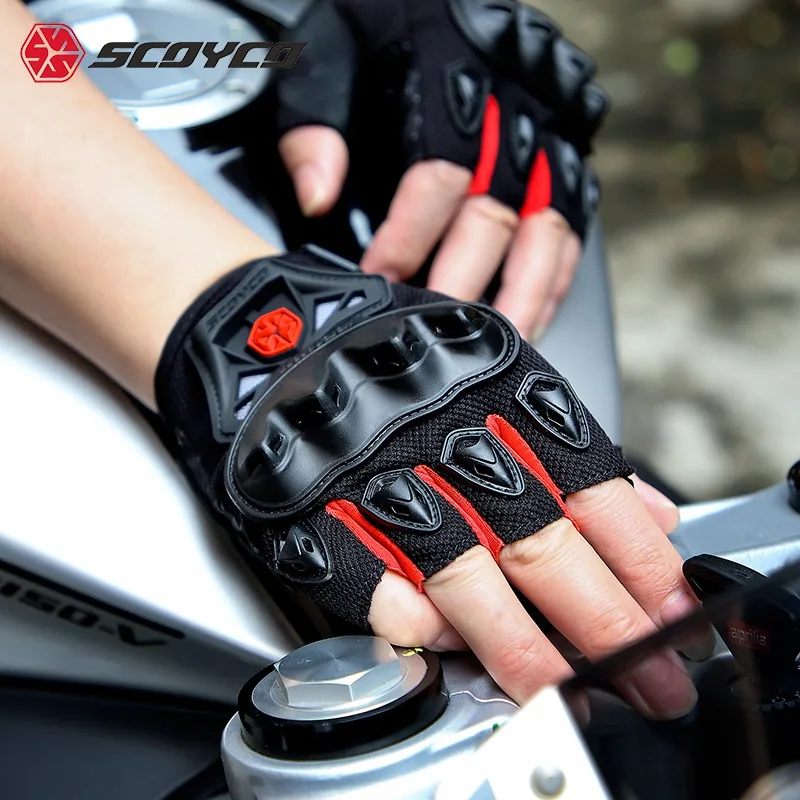 Motorcycle Gloves Half Finger SCOYCO MC29D Men Summer Cycling Motorbike Glove Motocross Racing Riding Cycling Mitt