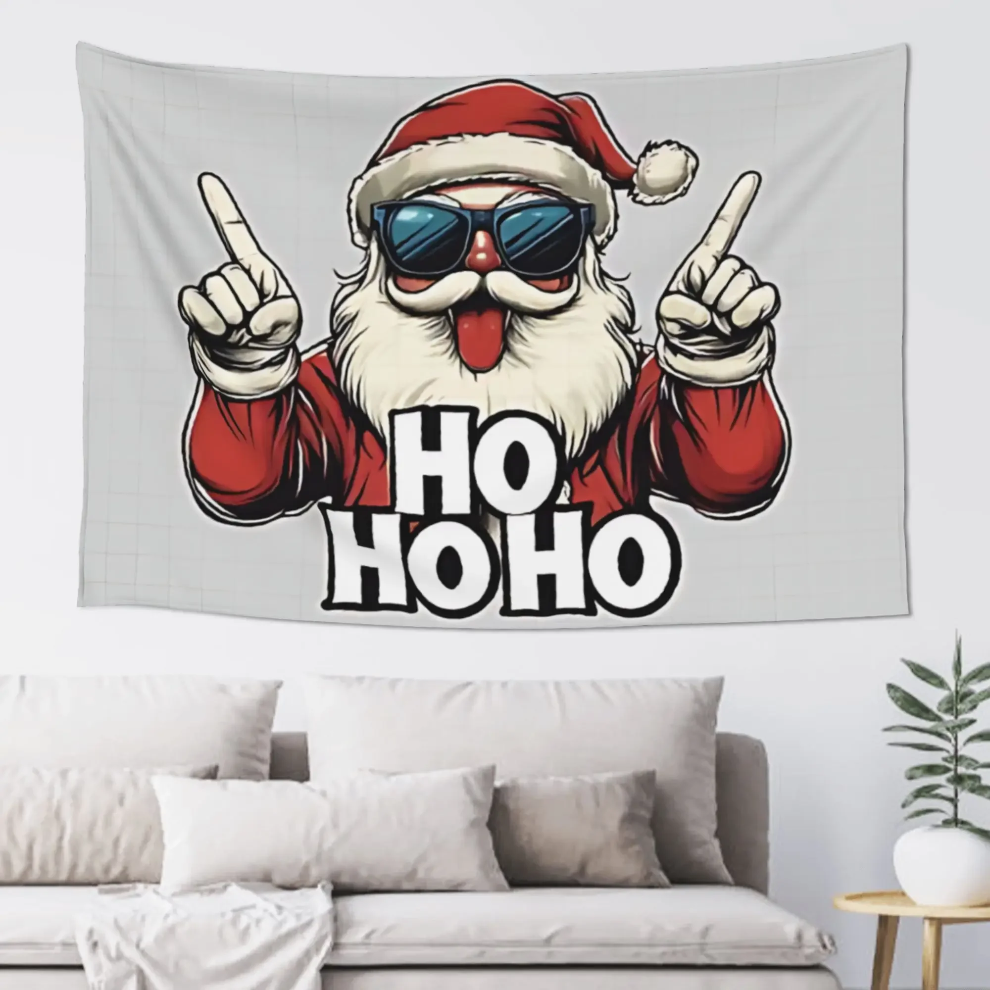 Ho Ho Ho Gesture Santa Print Tapestry Room decoration  Home Decoration Tapestry Decor Accessories Cute Room Decor