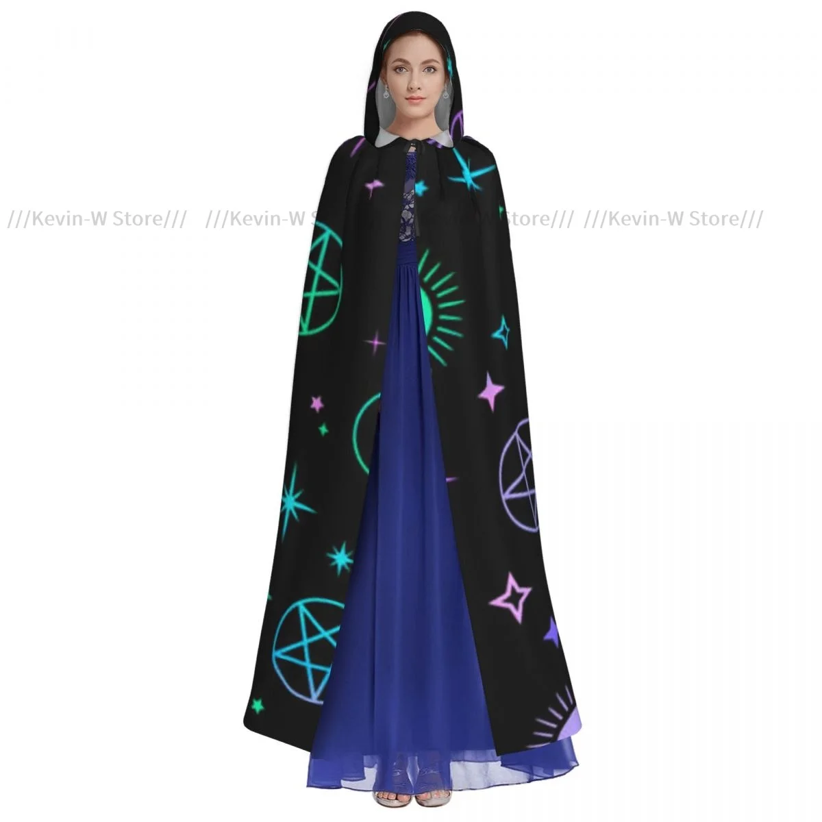 Long Cape Cloak Mystical Esoteric Pattern Hooded Cloak Coat Autumn Hoodies