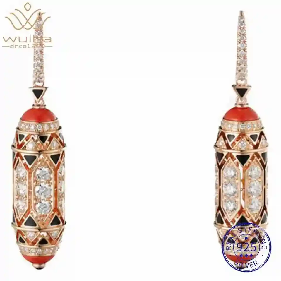 

Vintage 100% 925 Sterling Silver Red Coral Gemstones Drop Dangle Earrings Anniversary Cocktail Fine Jewelry Wholesale